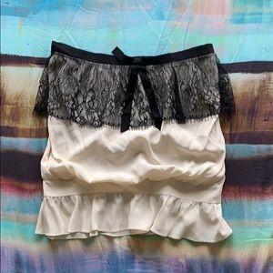 Silk Tube Top with Lace Trim